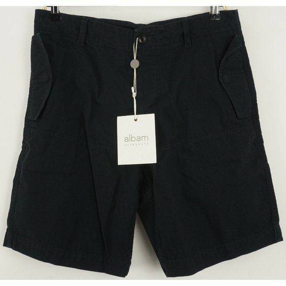 New albam Men's  31 / 32 / 33 8" Blue Canvas Drawstring Military Cadet Shorts - Picture 1 of 11